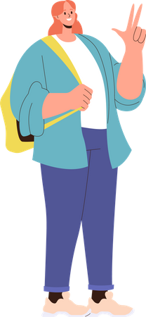 Young woman student with backpack Illustration