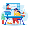 illustration for woman studying online