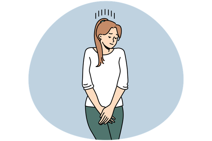 Young woman suffer from cystitis or urinary infection feel desire to pee  Illustration