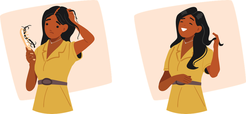 Young woman suffering from hair loss  Illustration