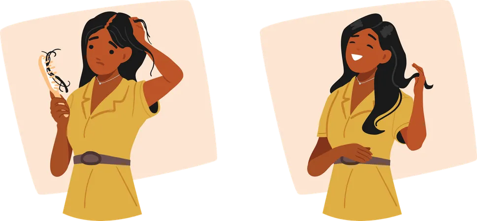 Young woman suffering from hair loss  Illustration