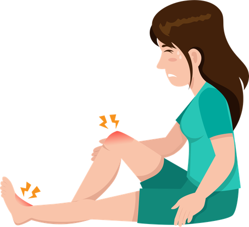 Young woman suffering from knee pain  일러스트레이션