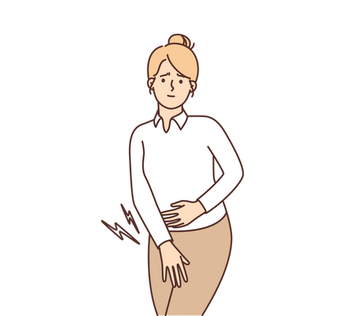 Young woman suffering pain in stomach  Illustration