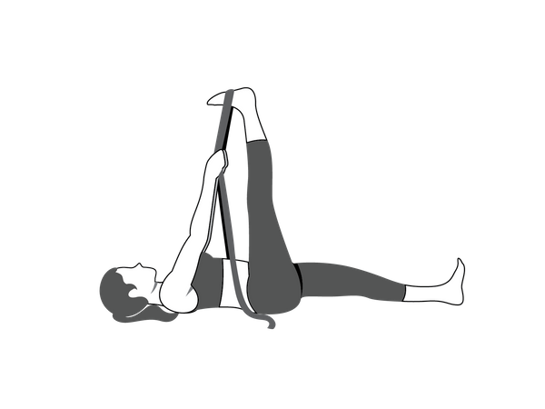 Young woman Supta Padangusthasana  Illustration