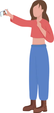 Young woman taking selfie  Illustration