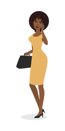 Young woman talking on mobile  Illustration