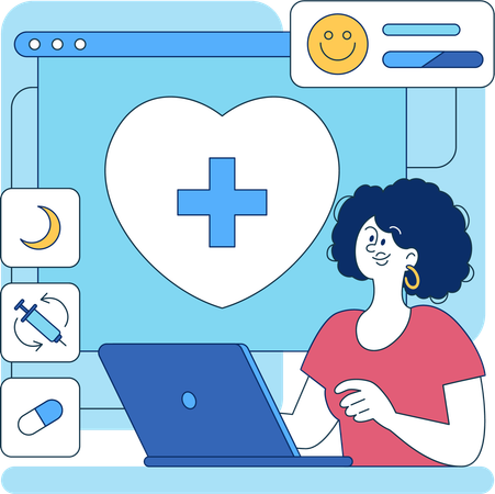 Young woman talking online healthcare  Illustration