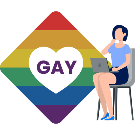 Young woman thinking about gay love  Illustration