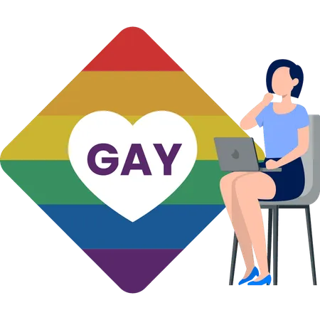 Young woman thinking about gay love  Illustration