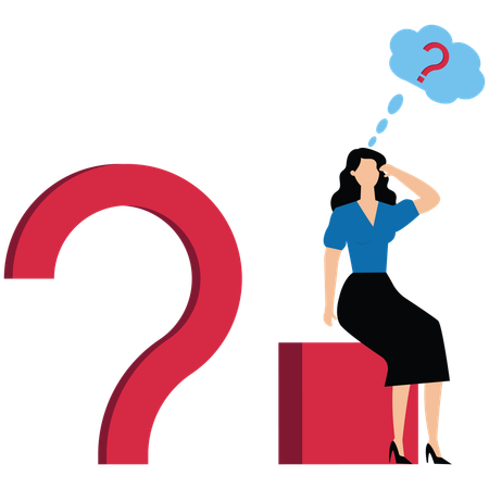Young woman thinking about problem solving  Illustration