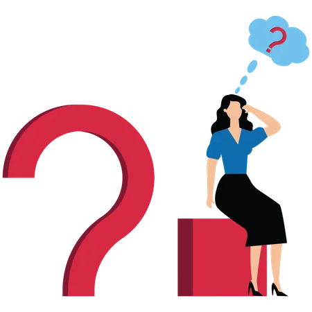 Young woman thinking about problem solving  Illustration