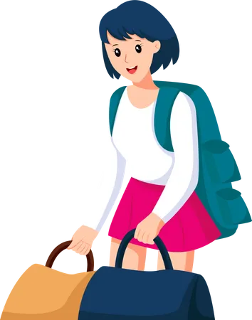 Young Woman Traveling  Illustration