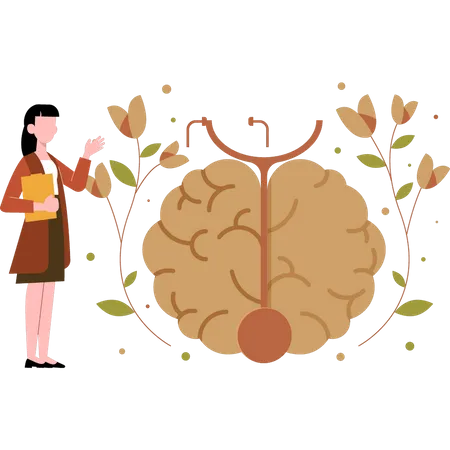 Young woman treating mind  Illustration