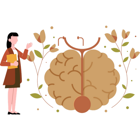 Young woman treating mind  Illustration