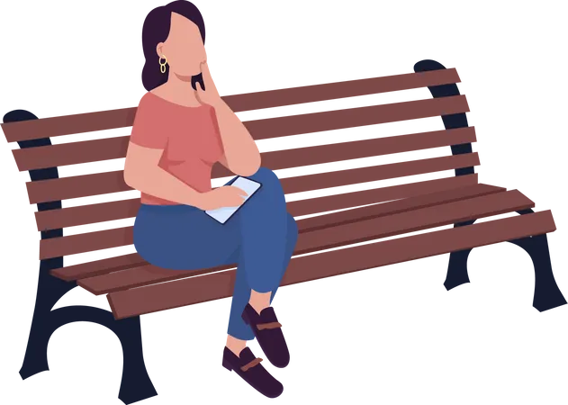 Young Woman Waiting For Someone On Bench Semi Flat Color Vector Character Full Body Person On White Girl Waiting For Date Isolated Modern Cartoon Style Illustration For Graphic Design And Animation Illustration