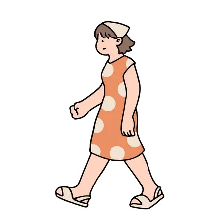 Young Woman Walking  Illustration