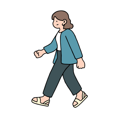 Young Woman Walking  Illustration