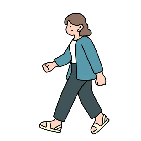 Young Woman Walking  Illustration