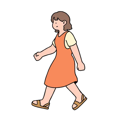 Young Woman Walking  Illustration