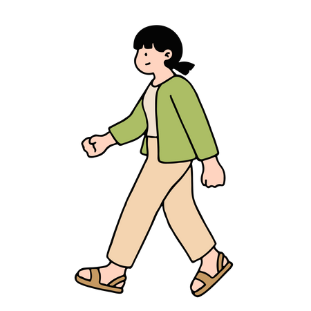 Young Woman Walking  Illustration