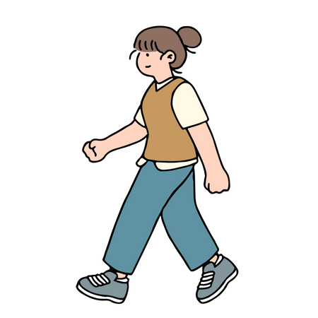 Young Woman Walking  Illustration