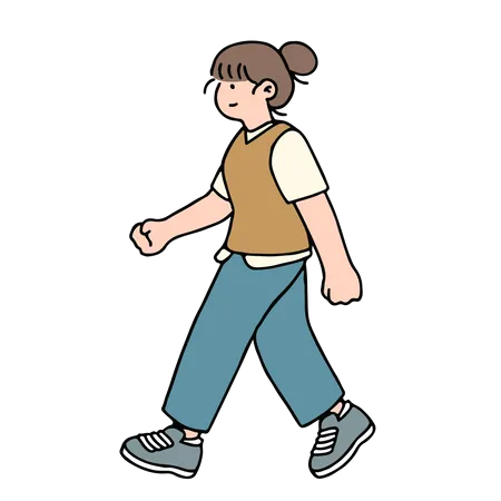 Young Woman Walking  Illustration