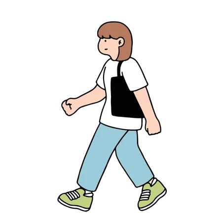 Young Woman Walking  Illustration