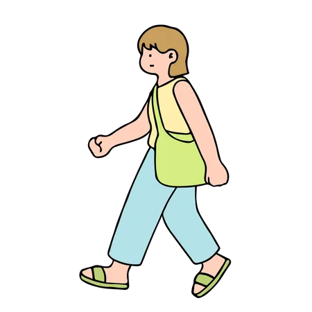 Young Woman Walking  Illustration