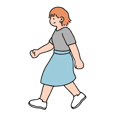 Young Woman Walking  Illustration