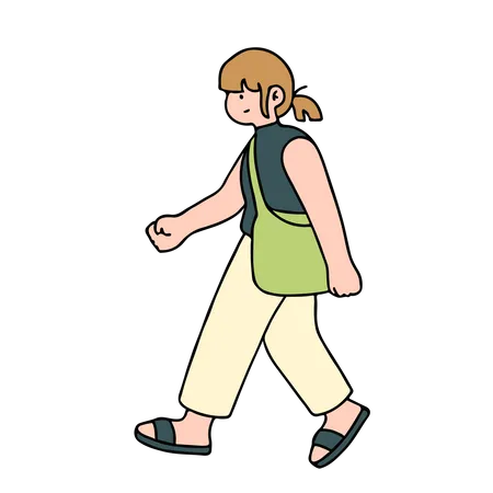 Young Woman Walking  Illustration