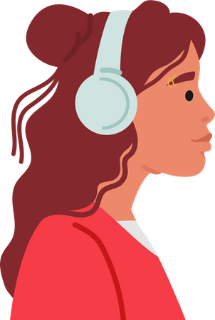 Young woman wear headphones  Illustration
