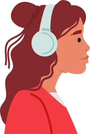 Young woman wear headphones  Illustration