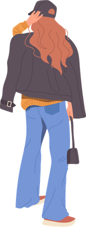 Young woman wearing jeans  Illustration