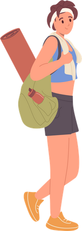 Young woman wearing sport outfit with handbag  Illustration