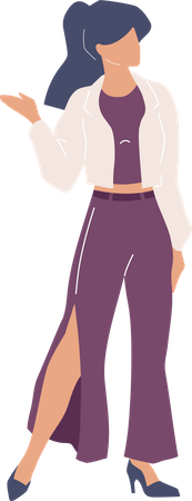 Young woman wearing white jacket and stylish pants  Illustration