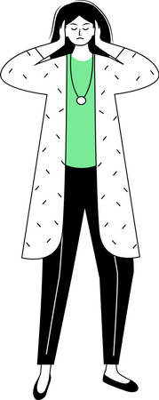 Young woman with auditory overload  イラスト