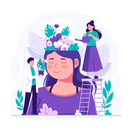 A Woman With Calm Mind Flat Illustration Illustration