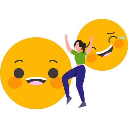 Young woman with emoji  Illustration