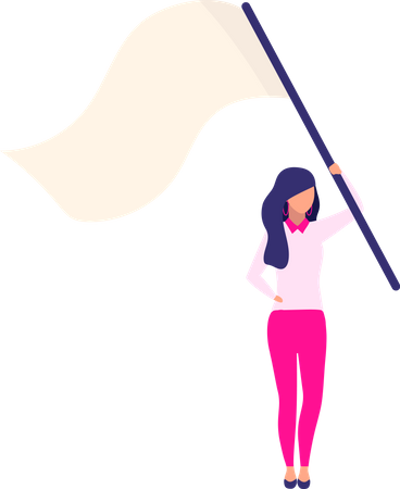 Young woman with flag Illustration