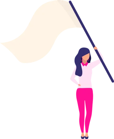 Young Woman With Flag Semi Flat Color Vector Character Full Body Person On White Social Movement Activist Isolated Modern Cartoon Style Illustration For Graphic Design And Animation Illustration