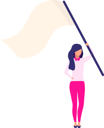 Young woman with flag  Illustration