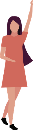 Young woman with hand up  Illustration