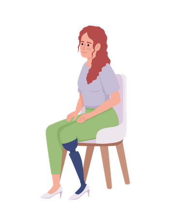 Young woman with leg prosthesis  イラスト