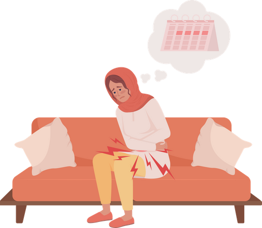 Young woman with painful periods  Illustration