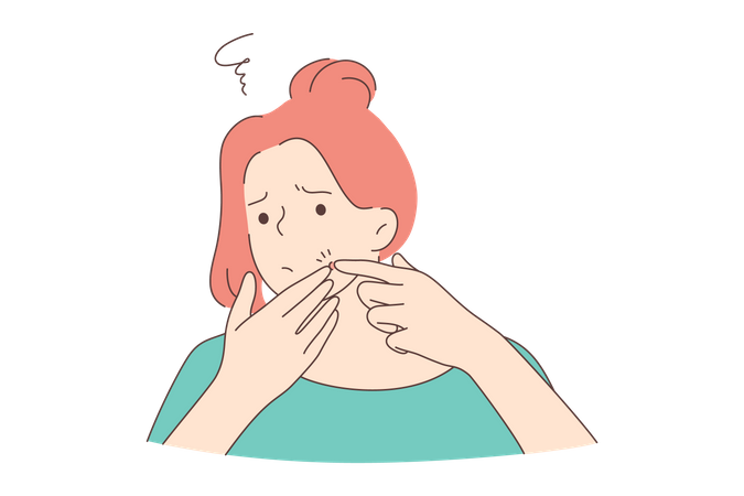 Young woman with pimple  Illustration