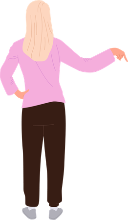 Young woman  with pointing aside gesture  Illustration