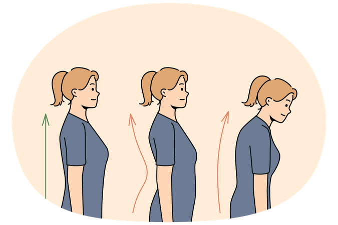 Young woman with posture correction  Illustration