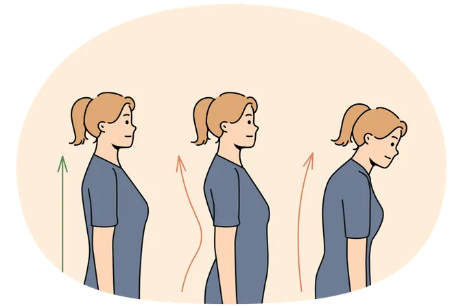 Young woman with posture correction  Illustration