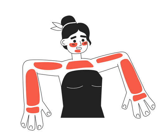 Young woman with severe sunburns  Illustration