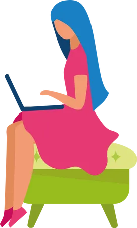 Young woman working on Laptop  Illustration